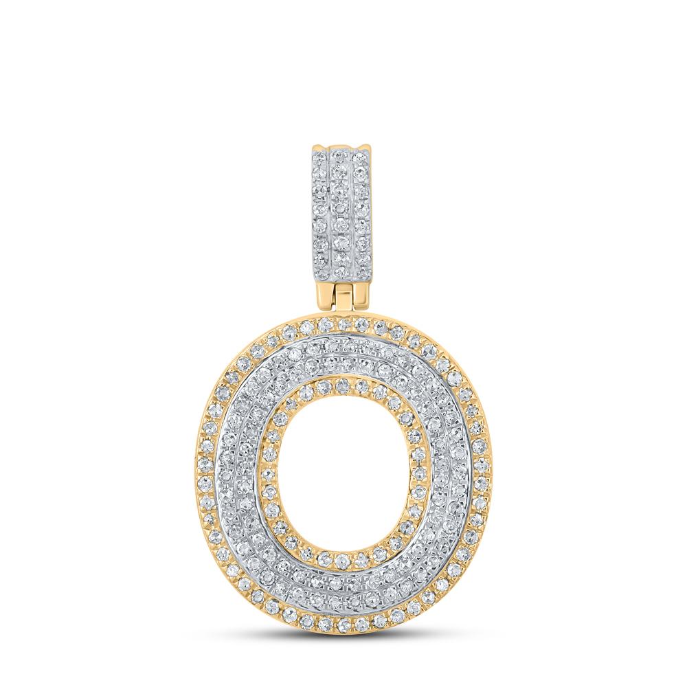 10kt Two-tone Gold Mens Round Diamond O Initial Letter Pendant 1/2 Cttw