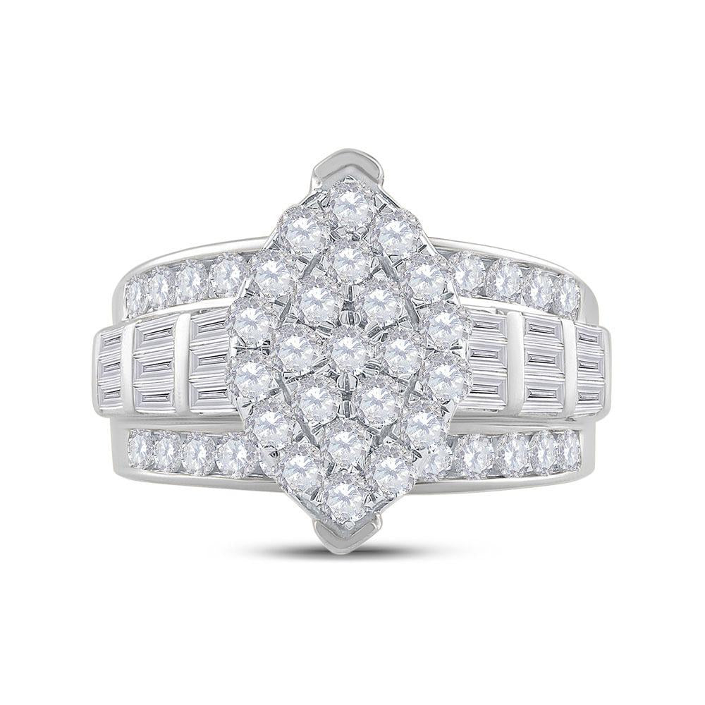 10kt White Gold Diamond Oval Cluster Bridal Wedding Engagement Ring 2 Cttw