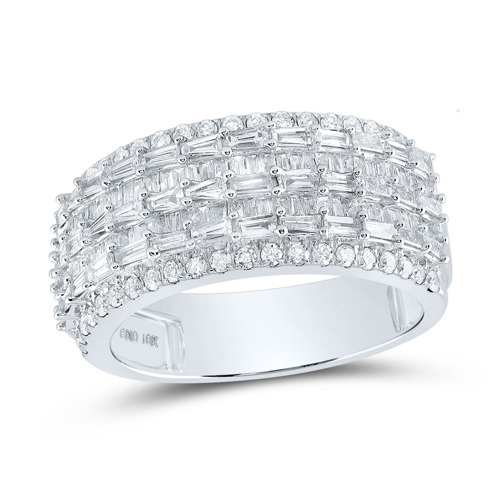 10kt White Gold Mens Baguette Diamond Band Ring 1-3/4 Cttw