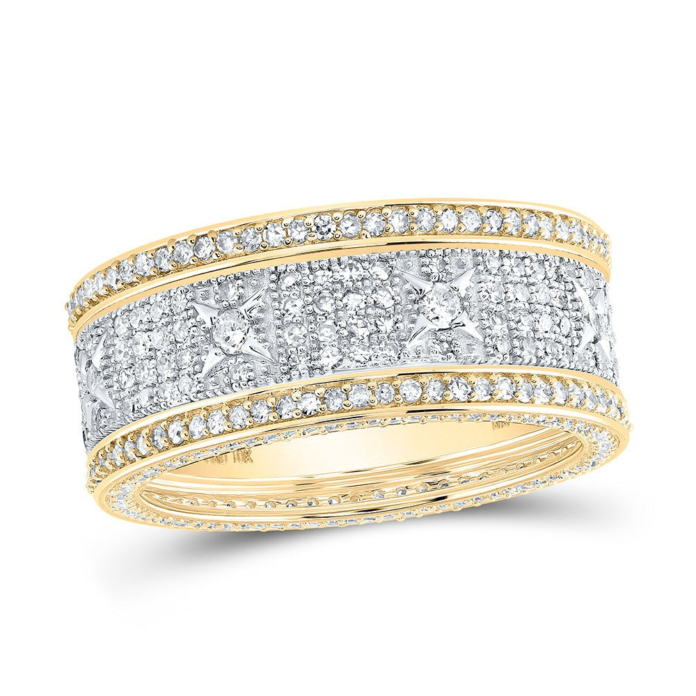10kt Yellow Gold Mens Round Diamond Band Ring 2-1/4 Cttw