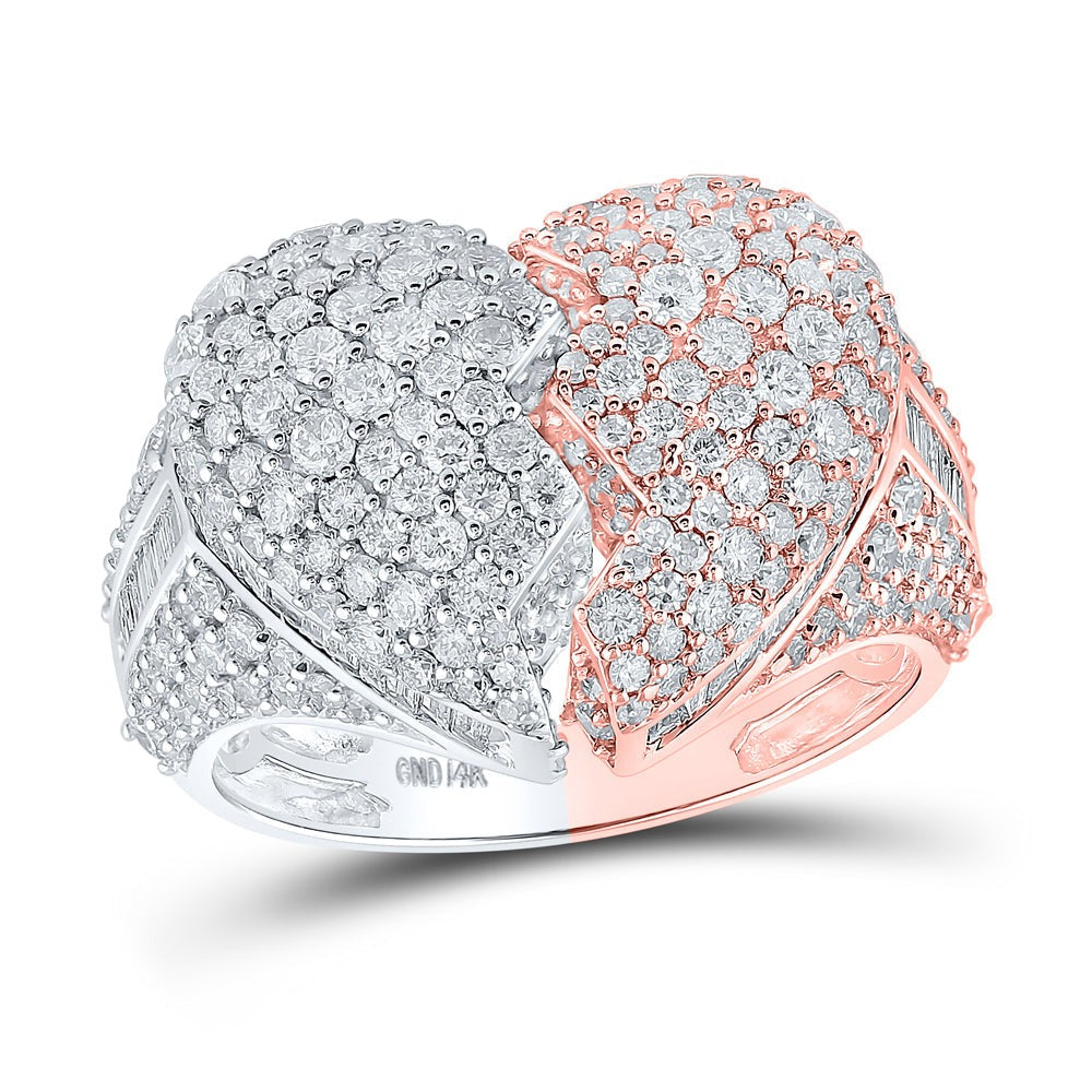 14kt Two-tone Gold Mens Round Diamond Broken Heart Ring 4-1/4 Cttw