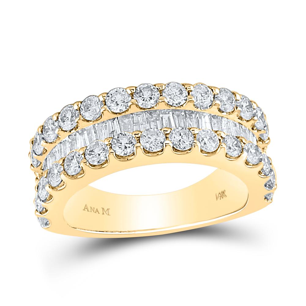 14kt Yellow Gold Womens Baguette Diamond Anniversary Ring 2-5/8 Cttw