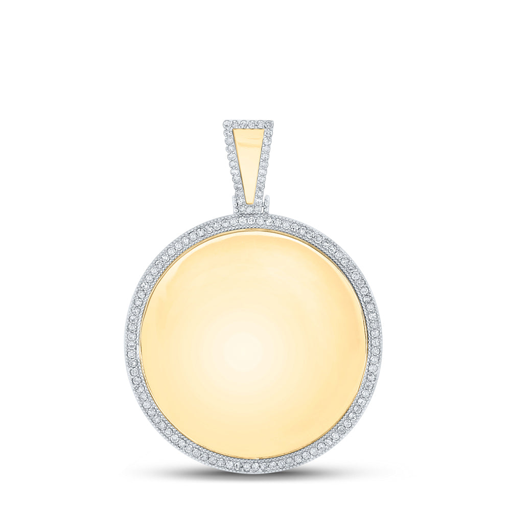 14kt Yellow Gold Mens Round Diamond Memory Circle Charm Pendant 7/8 Cttw
