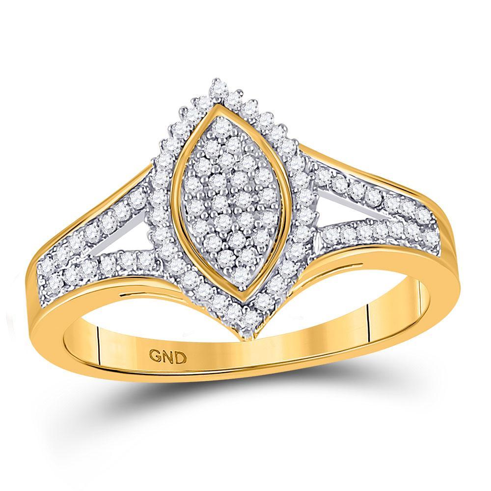 10kt Yellow Gold Womens Round Diamond Cluster Ring 1/5 Cttw