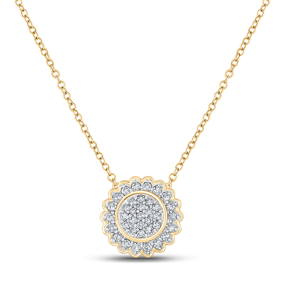 10kt Yellow Gold Womens Round Diamond 18-inch Cluster Necklace 1/5 Cttw