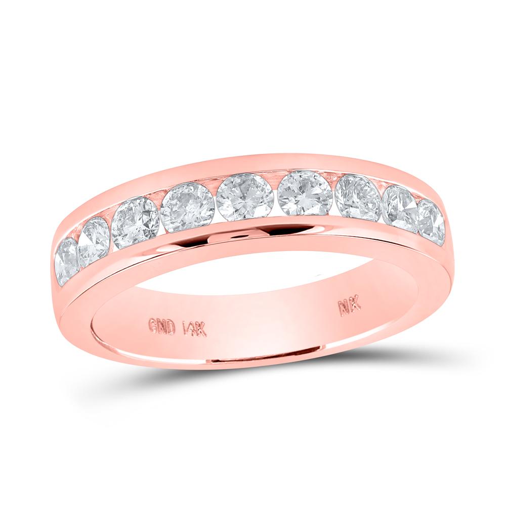 14kt Rose Gold Womens Round Diamond Band Ring 7/8 Cttw