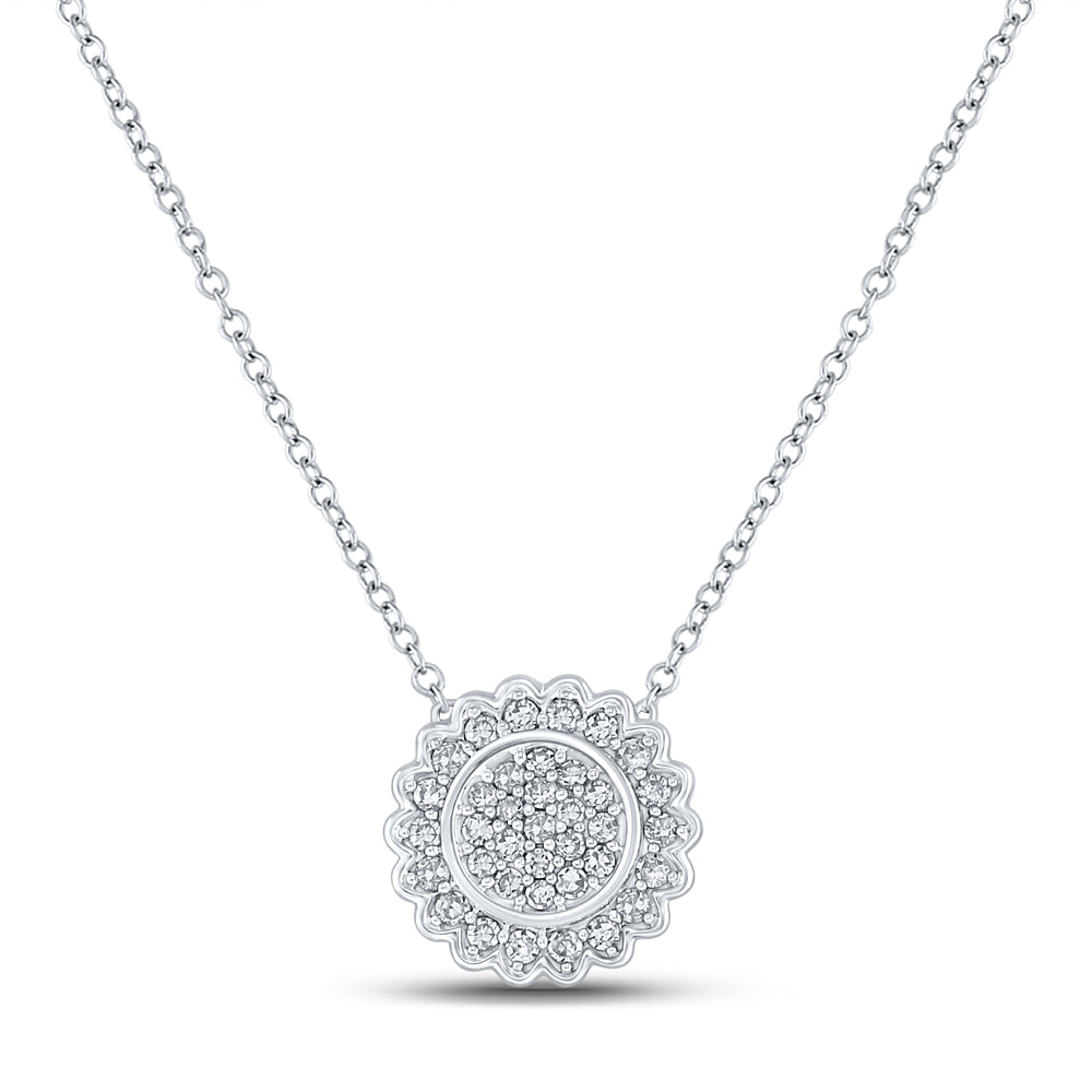 10kt White Gold Womens Round Diamond 18-inch Cluster Necklace 1/5 Cttw