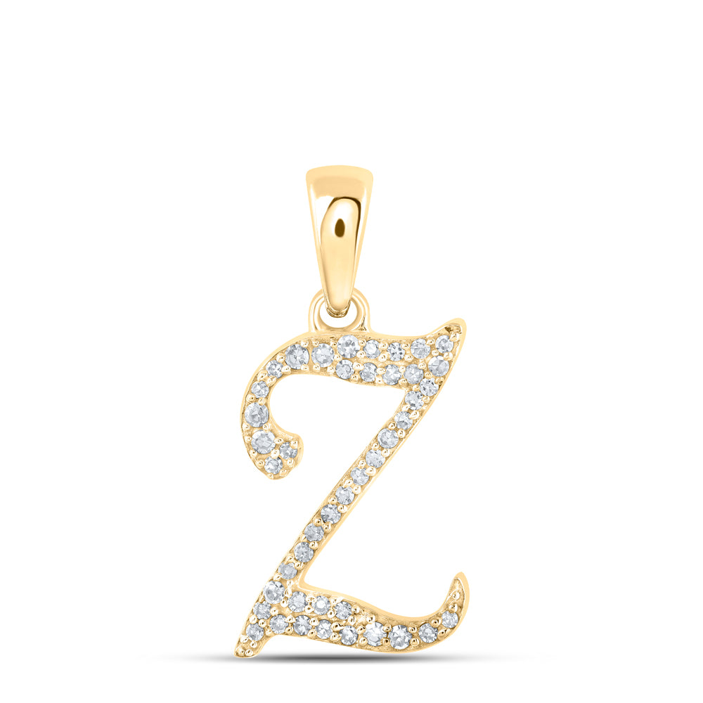10kt Yellow Gold Womens Round Diamond Z Initial Letter Pendant 1/10 Cttw