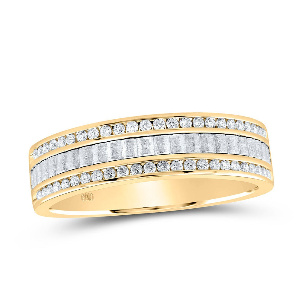 14kt Two-tone Gold Mens Round Diamond Wedding Band Ring 1/3 Cttw