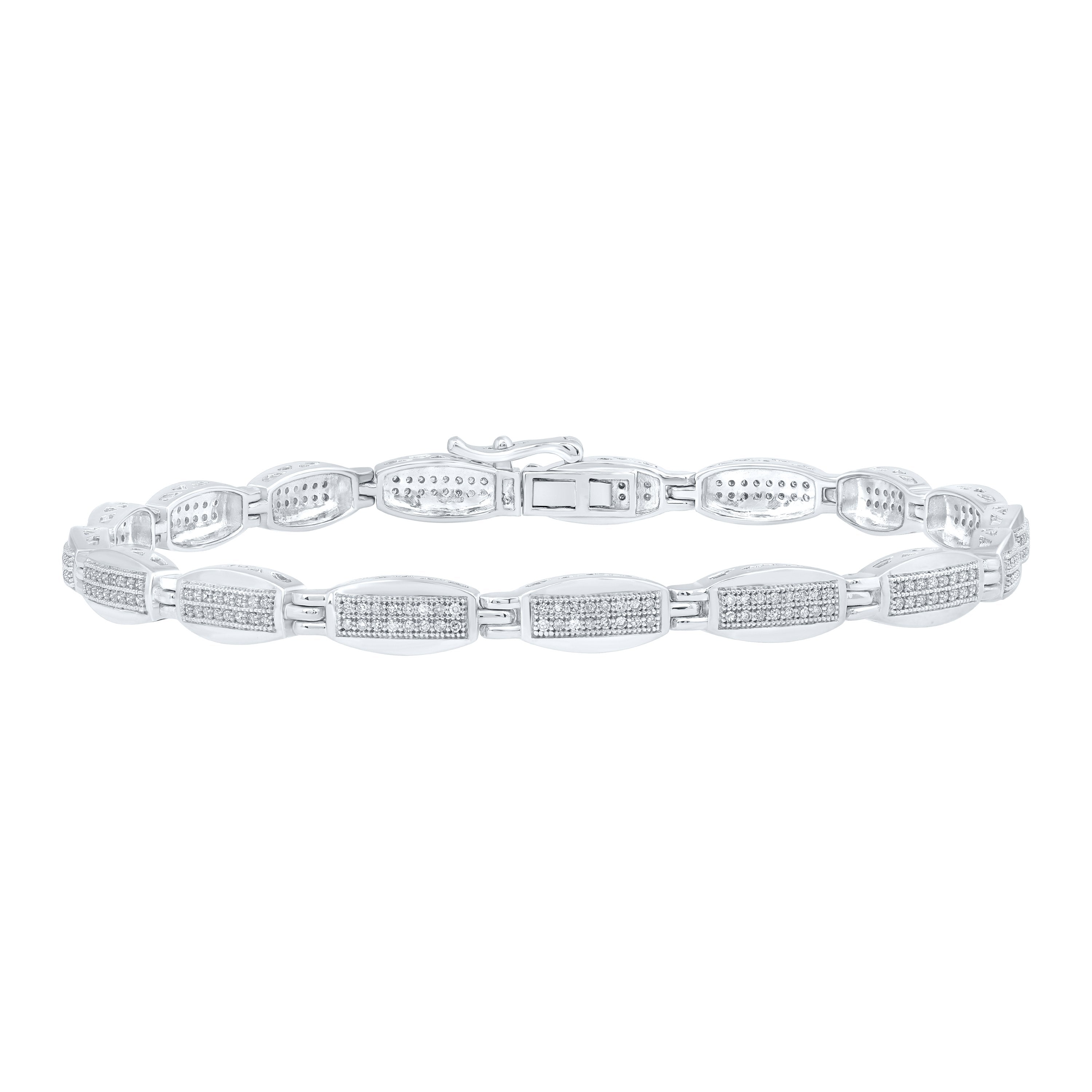 10kt White Gold Mens Round Diamond Link Bracelet 3/4 Cttw