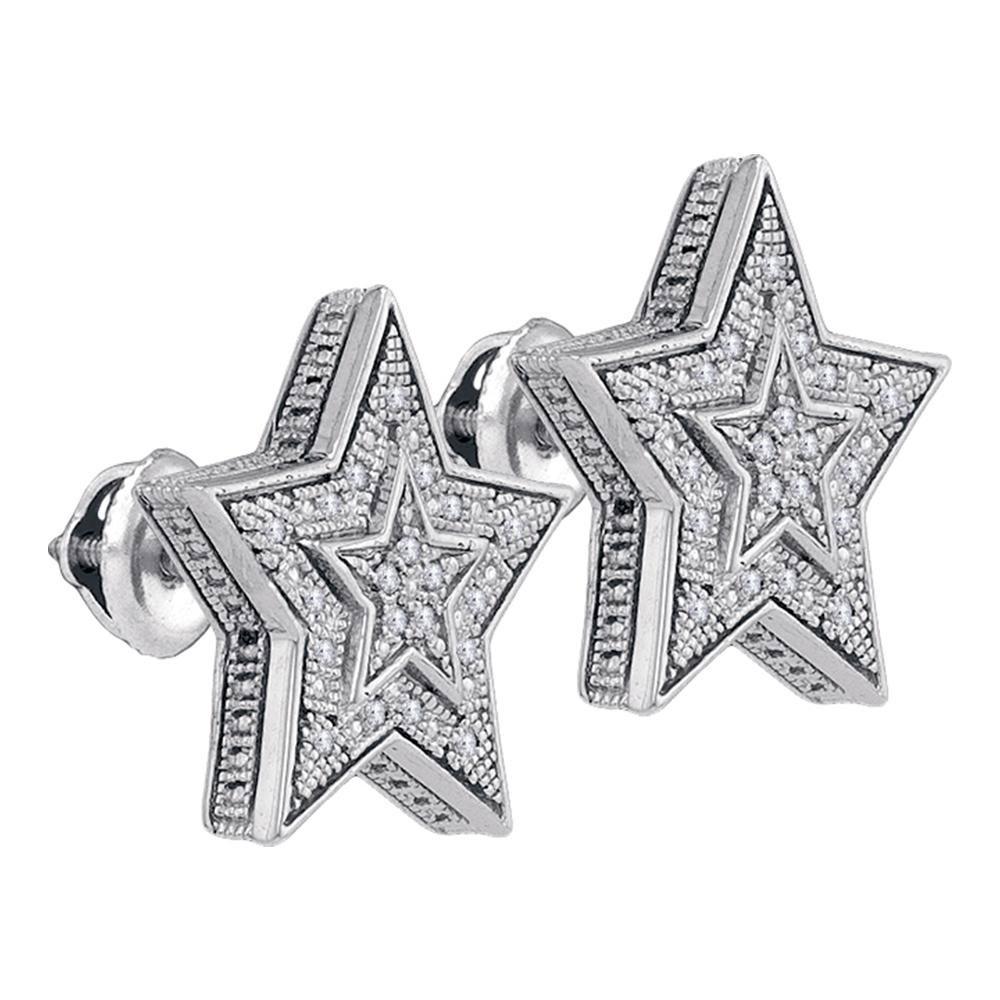 Silver diamond star earrings Clearance