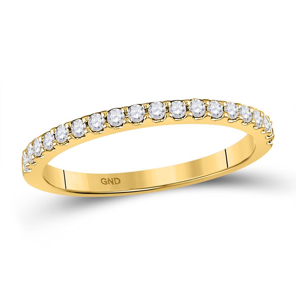 14kt Yellow Gold Womens Round Diamond Wedding Single Row Band 1/4 Cttw