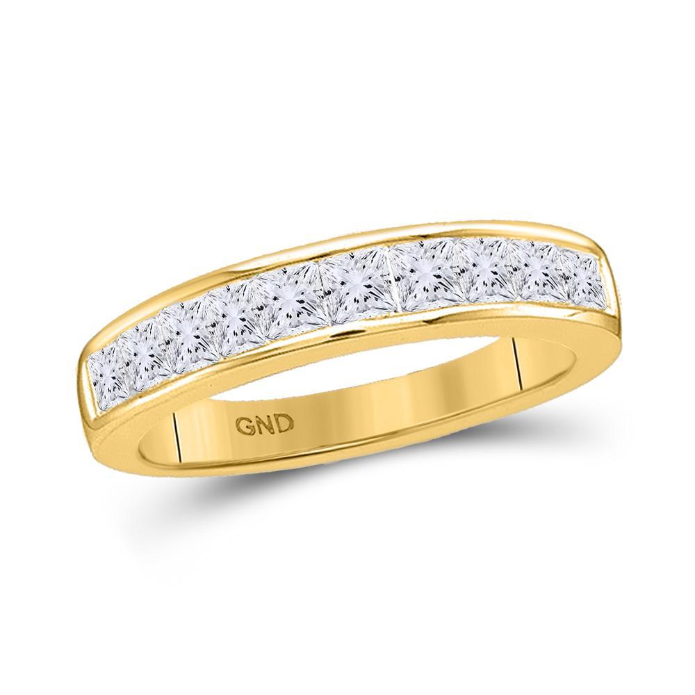 14kt Yellow Gold Womens Princess Channel-set Diamond Single Row Wedding Band 1/4 Cttw