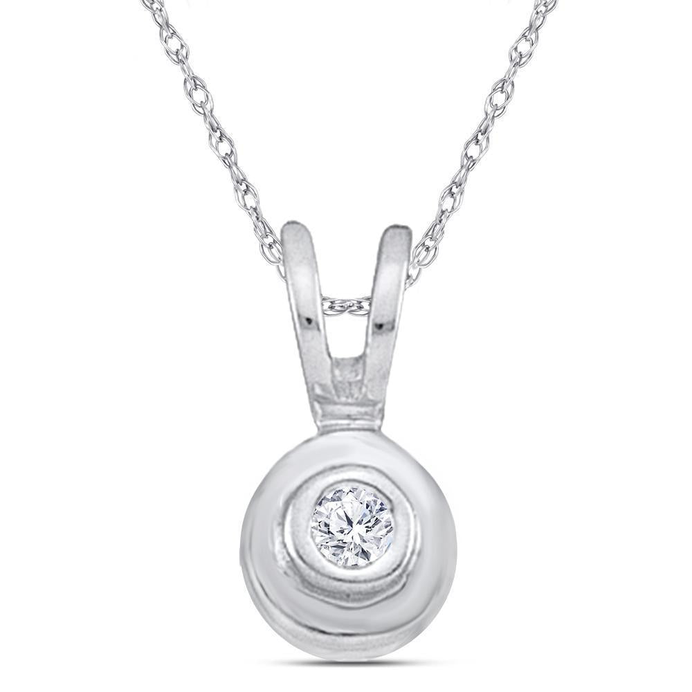 10kt White Gold Womens Round Diamond Solitaire Circle Pendant .03 Cttw