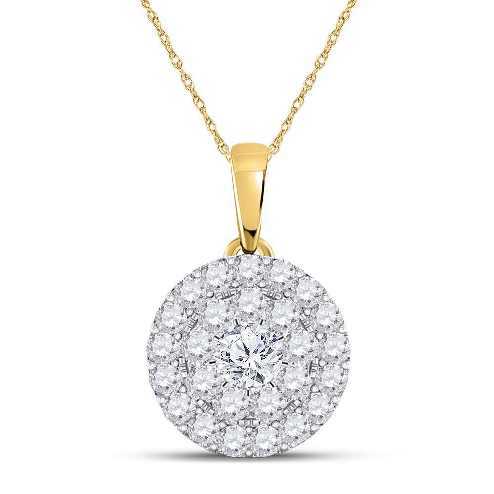 10kt Yellow Gold Womens Round Diamond Cluster Pendant 1/4 Cttw
