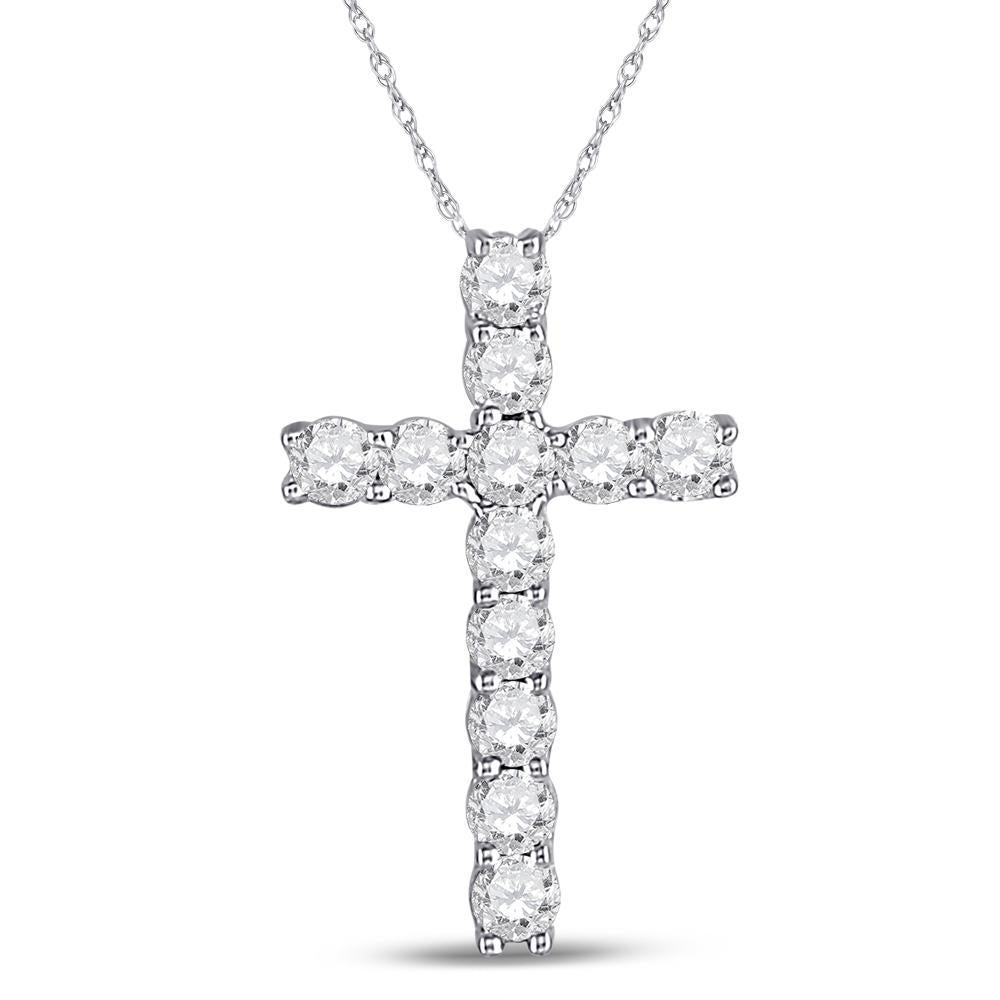 10kt White Gold Womens Round Diamond Religious Cross Pendant 1/5 Cttw