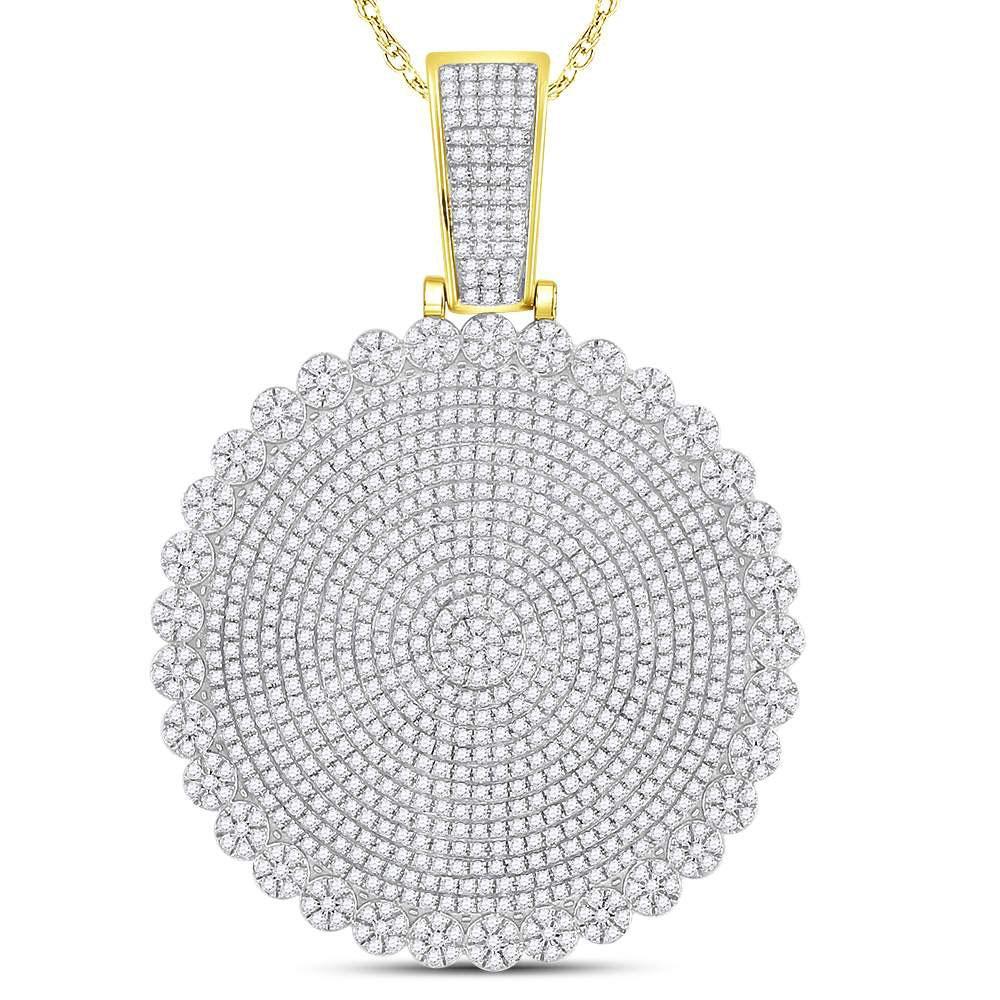 10kt Yellow Gold Mens Round Diamond Circle Cluster Charm Pendant 2-3/4 Cttw