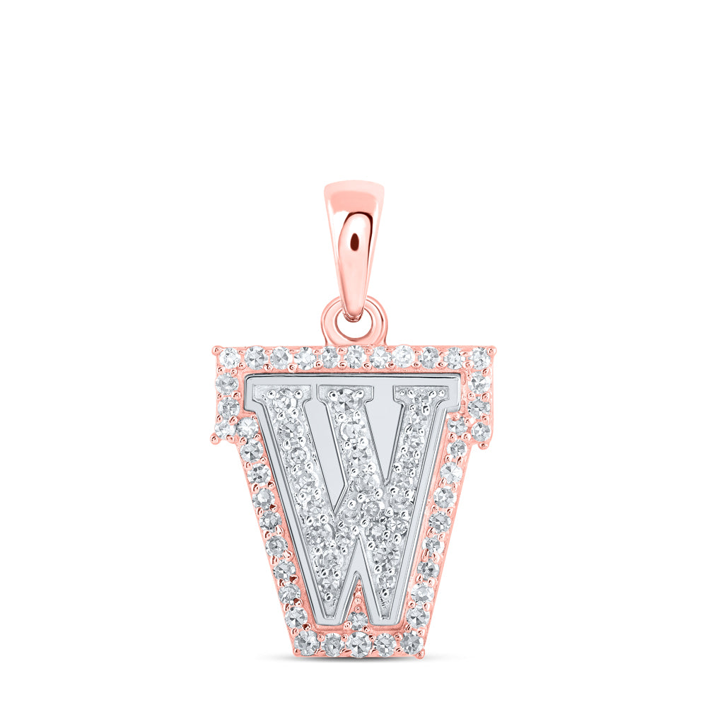 10kt Two-tone Gold Womens Round Diamond W Initial Letter Pendant 1/5 Cttw