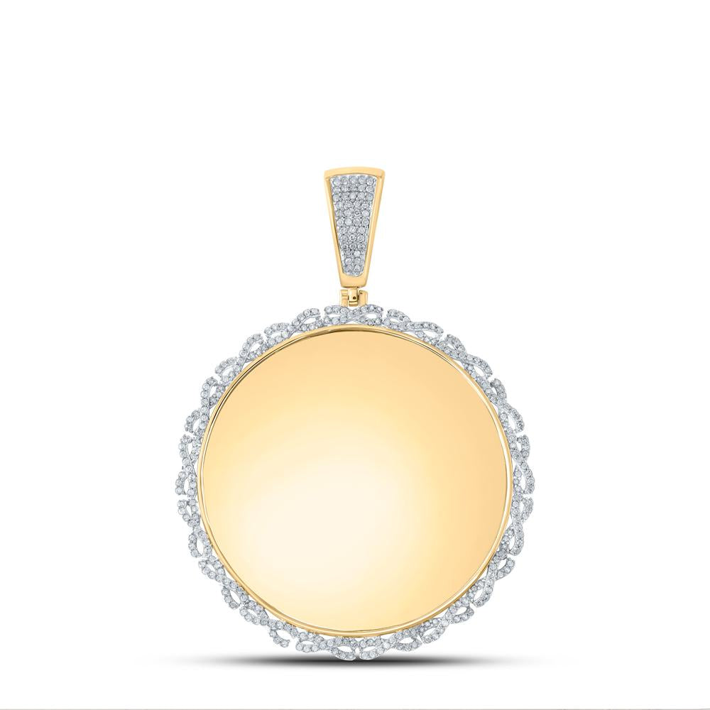10kt Yellow Gold Mens Round Diamond Memory Circle Charm Pendant 3/4 Cttw