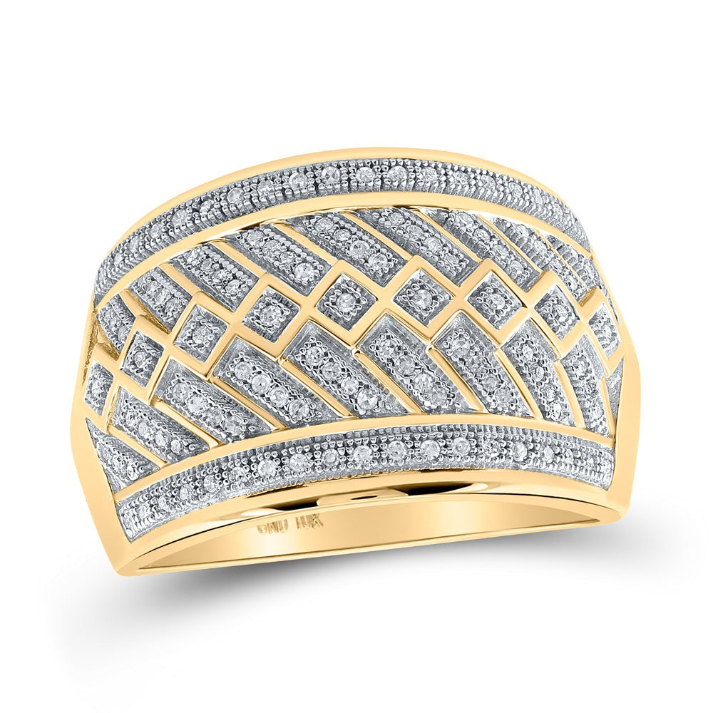 10kt Yellow Gold Mens Round Diamond Band Ring 1/3 Cttw