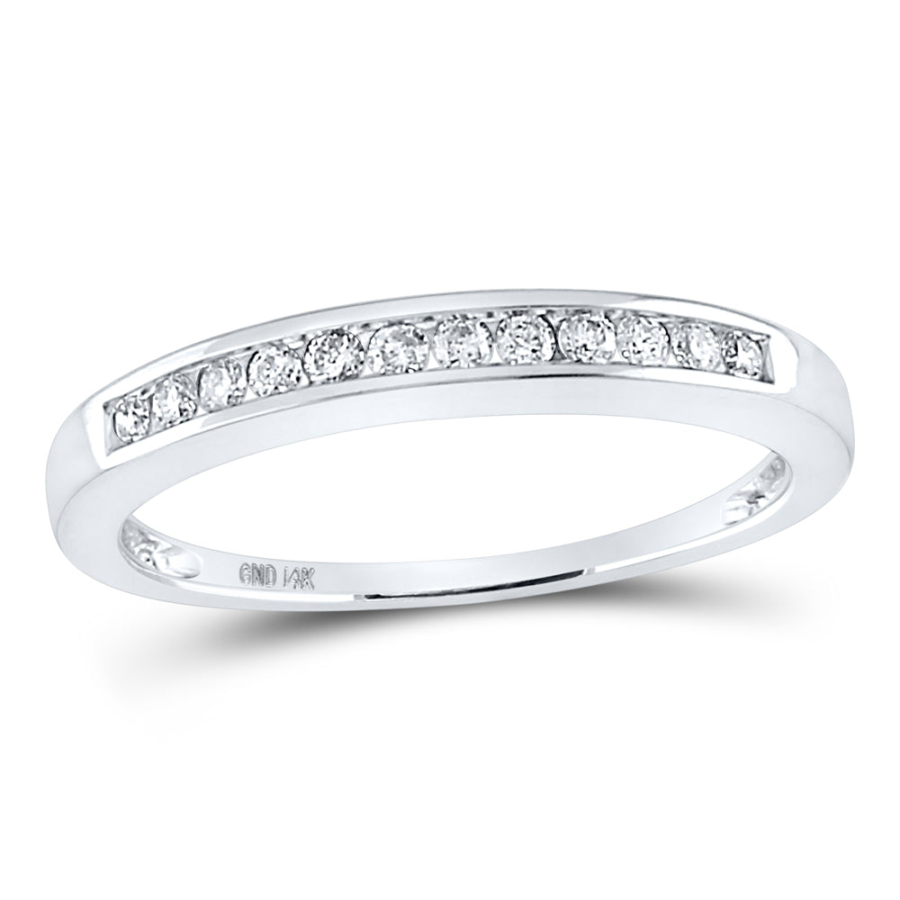 14kt White Gold Womens Round Diamond Wedding Channel Set Band 1/4 Cttw