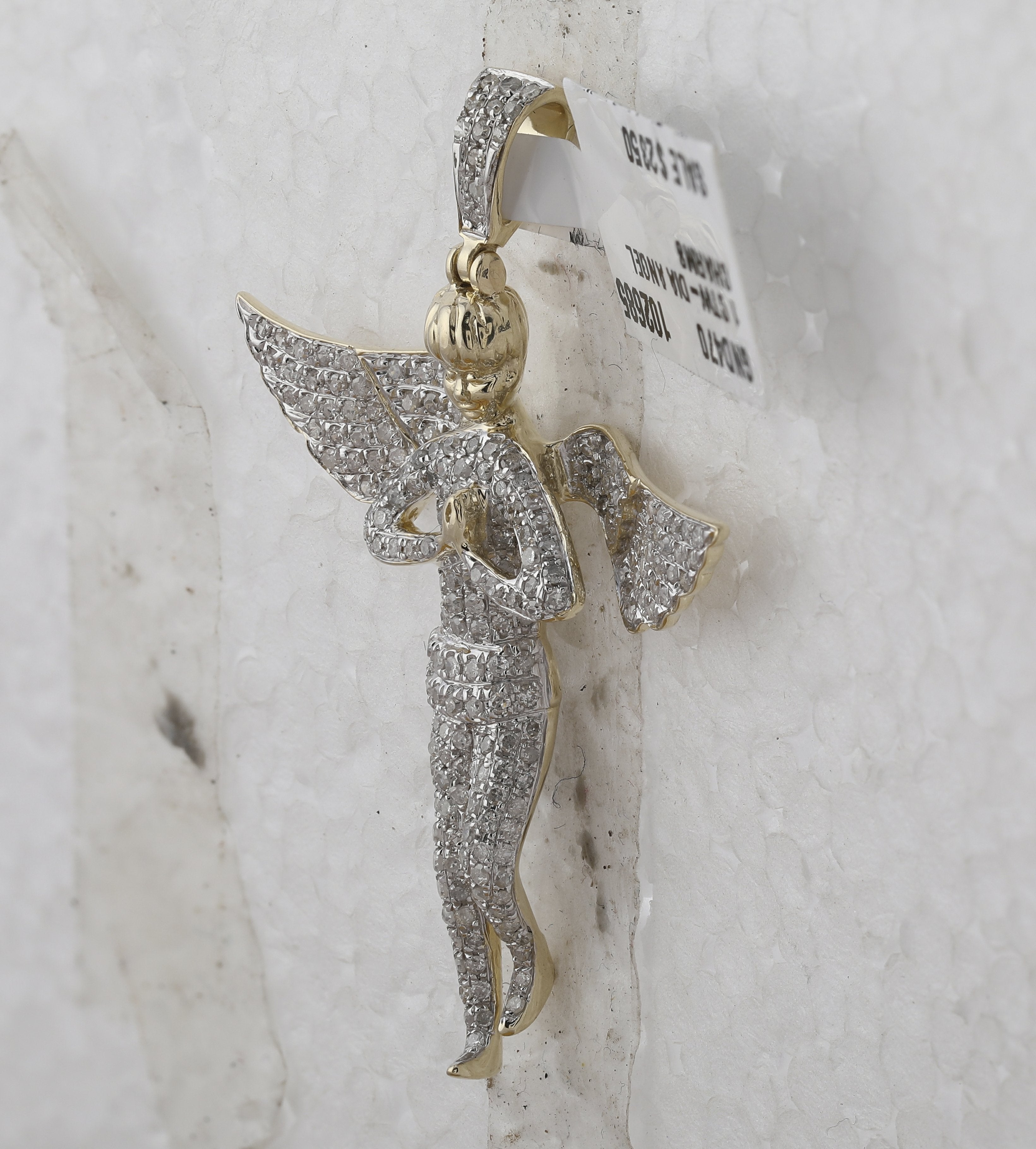 10kt Yellow Gold Mens Round Diamond Angel Charm Pendant 1 Cttw