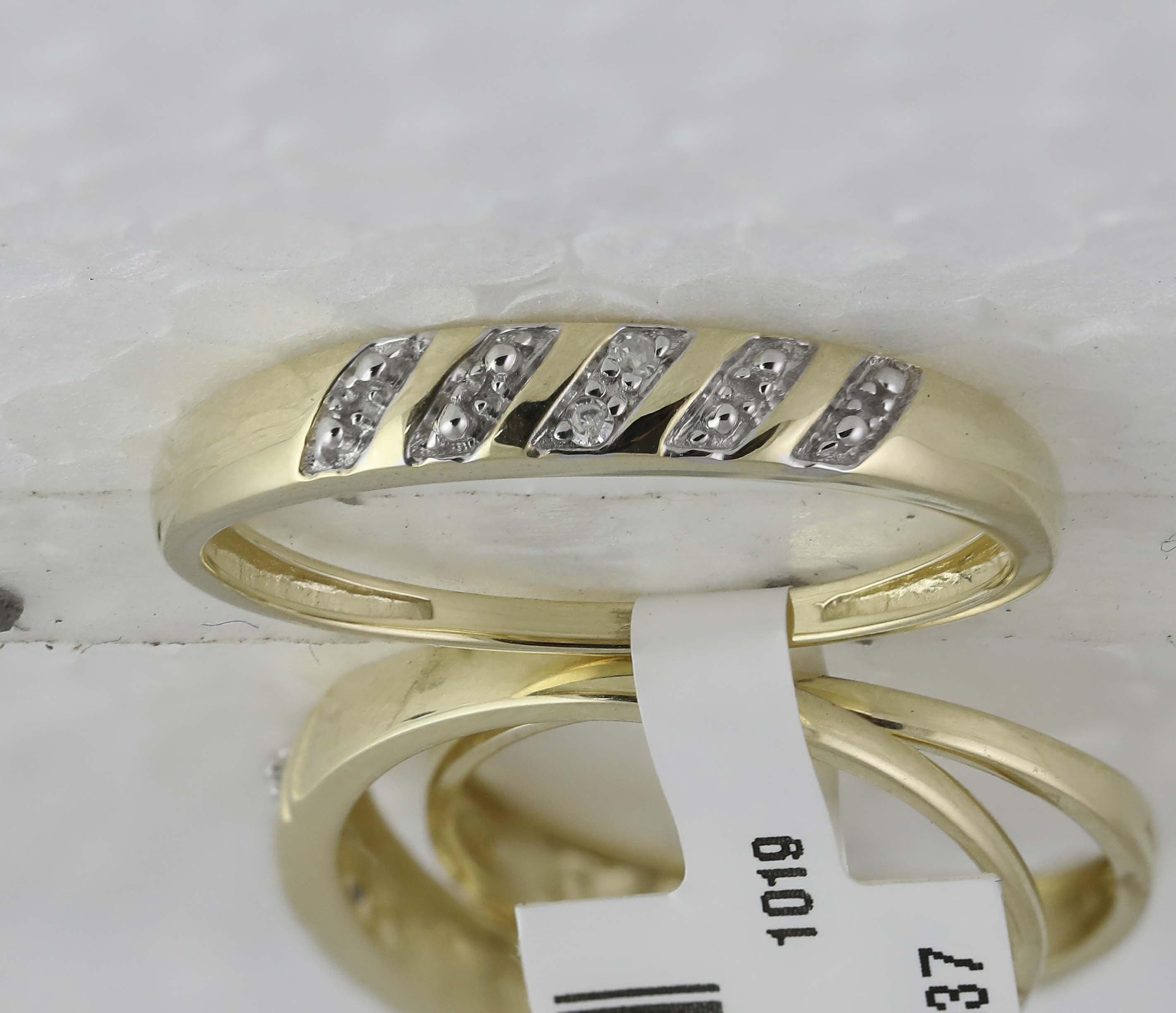 10kt Yellow Gold His Hers Round Diamond Solitaire Matching Wedding Set 1/10 Cttw