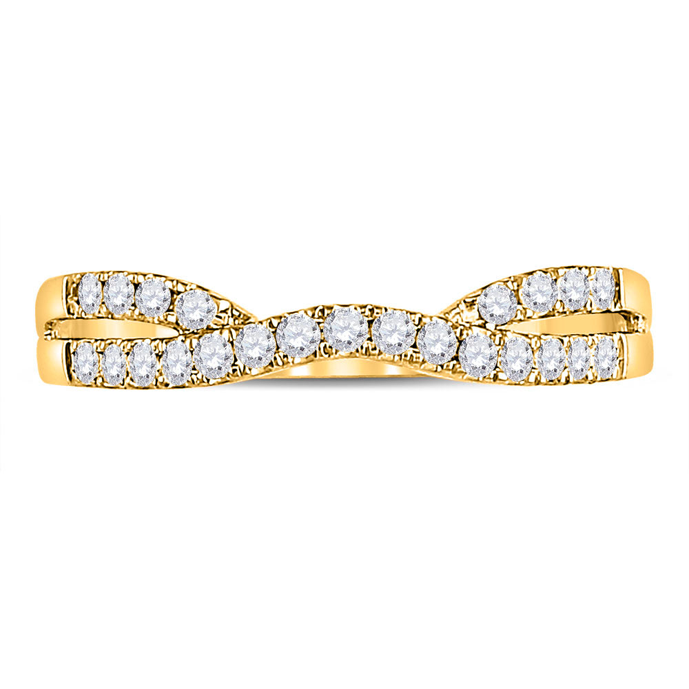 14kt Yellow Gold Womens Round Diamond Contour Enhancer Wedding Band 1/4 Cttw