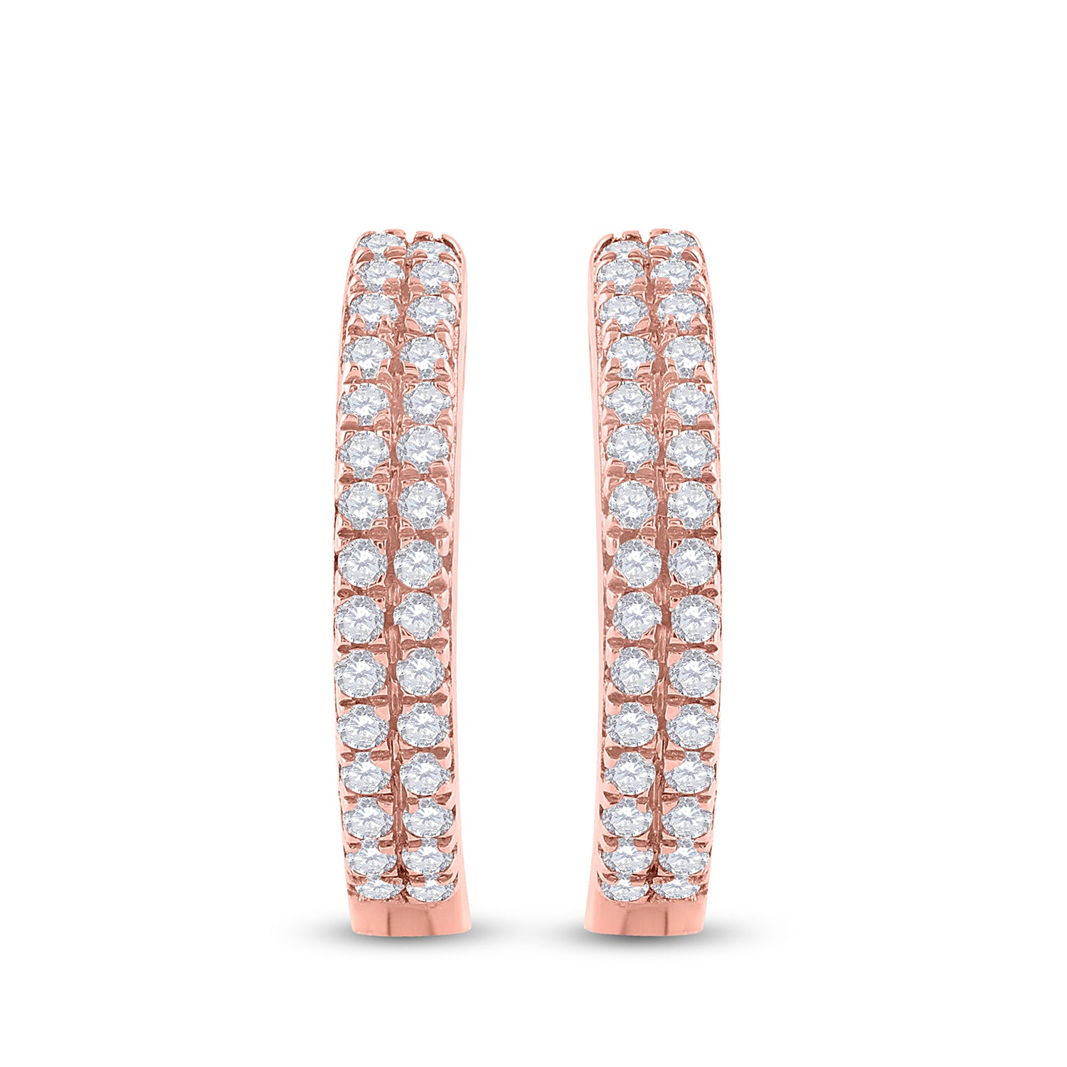 10kt Rose Gold Womens Round Diamond Hoop Earrings 1/5 Cttw