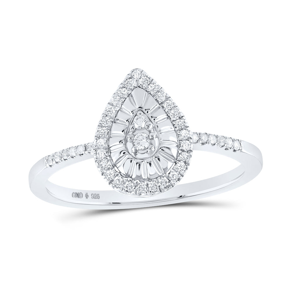 Sterling Silver Womens Round Diamond Teardrop Ring 1 6 Cttw Gold N Diamonds