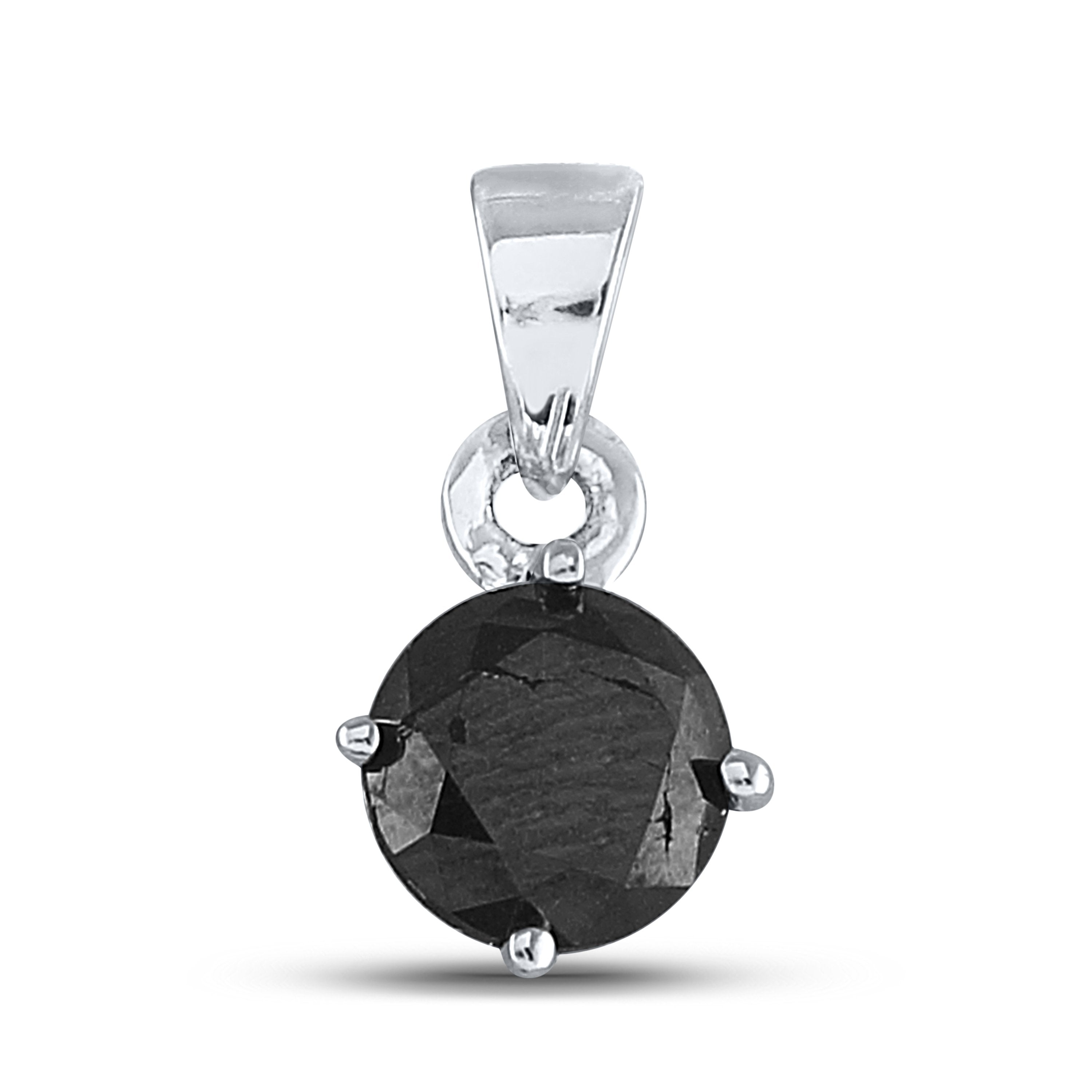 10kt White Gold Womens Round Black Color Enhanced Diamond Solitaire Pendant 1 Cttw