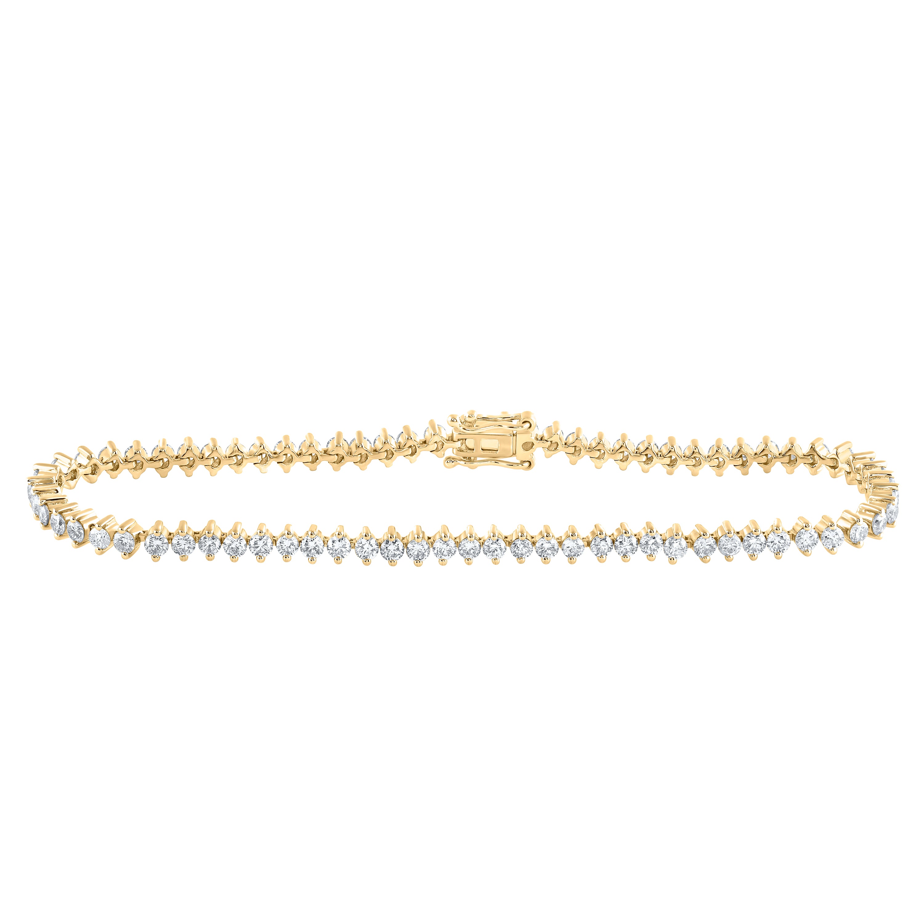 14kt Yellow Gold Womens Round Diamond Single Row Tennis Bracelet 3-1/4 Cttw