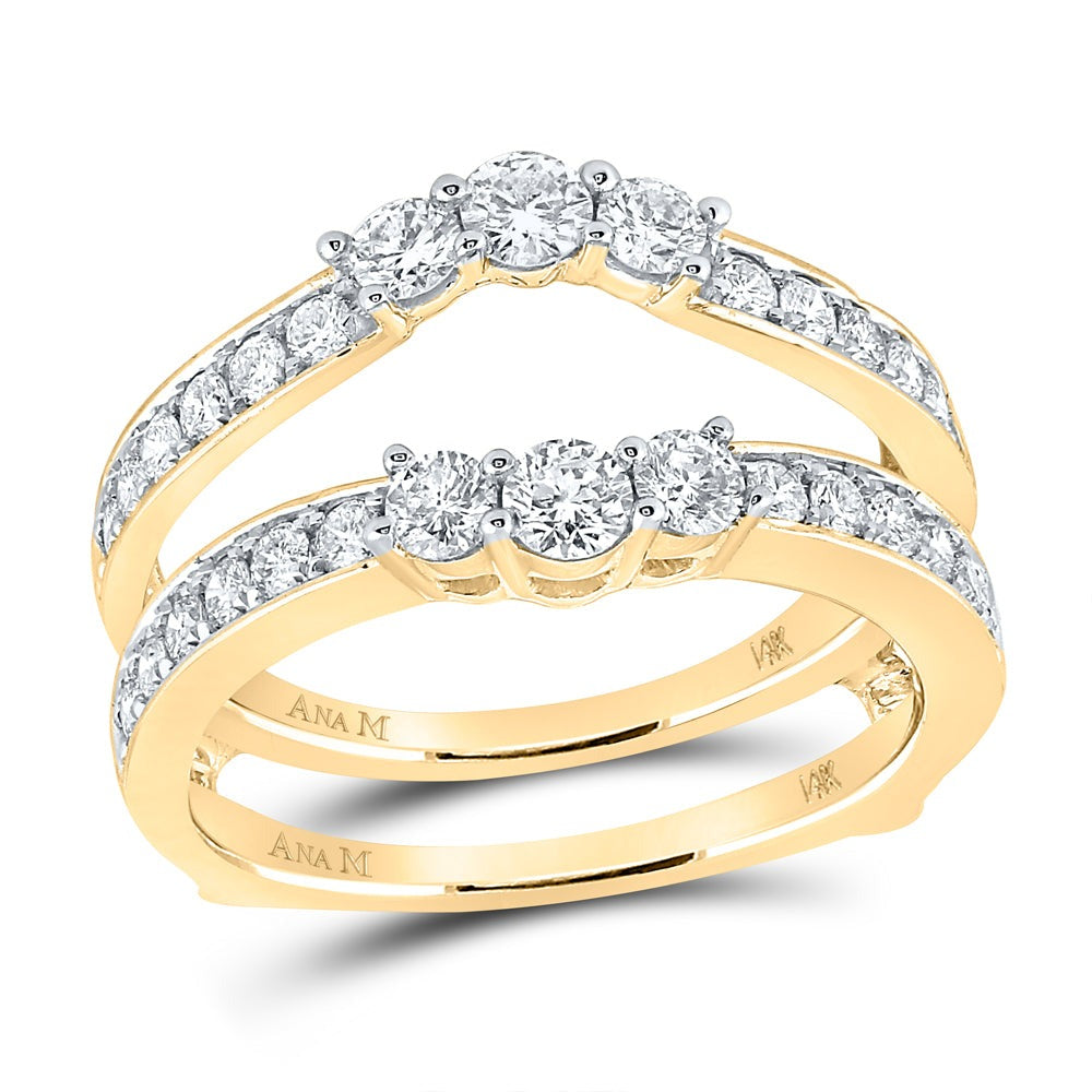14kt Yellow Gold Womens Round Diamond Wedding Wrap Ring Guard Enhancer 1 Cttw