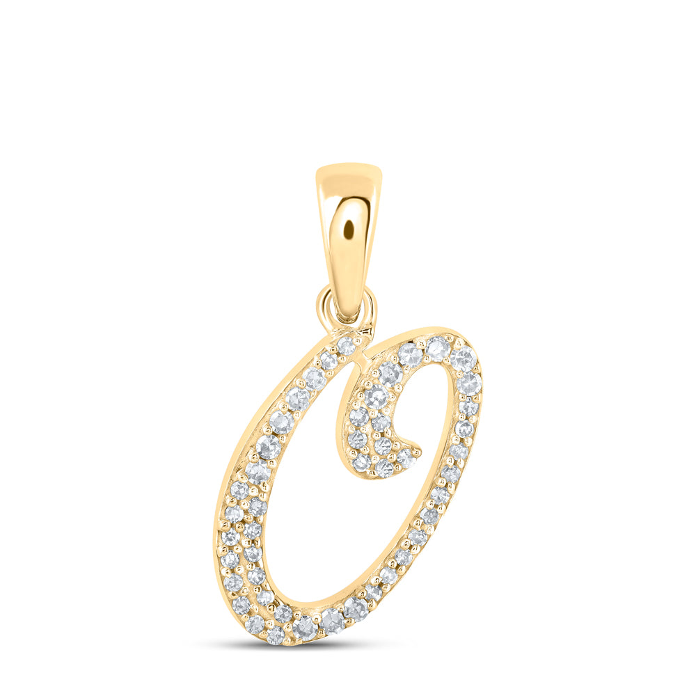 10kt Yellow Gold Womens Round Diamond O Initial Letter Pendant 1/8 Cttw