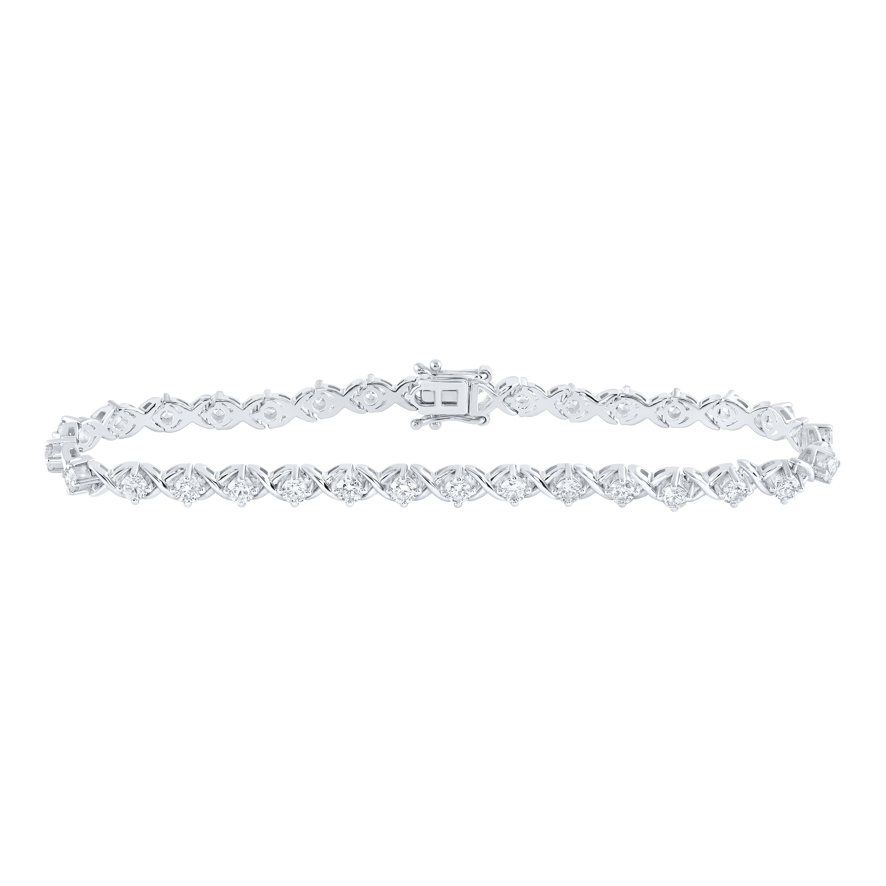14kt White Gold Womens Round Diamond Fashion Bracelet 2-5/8 Cttw