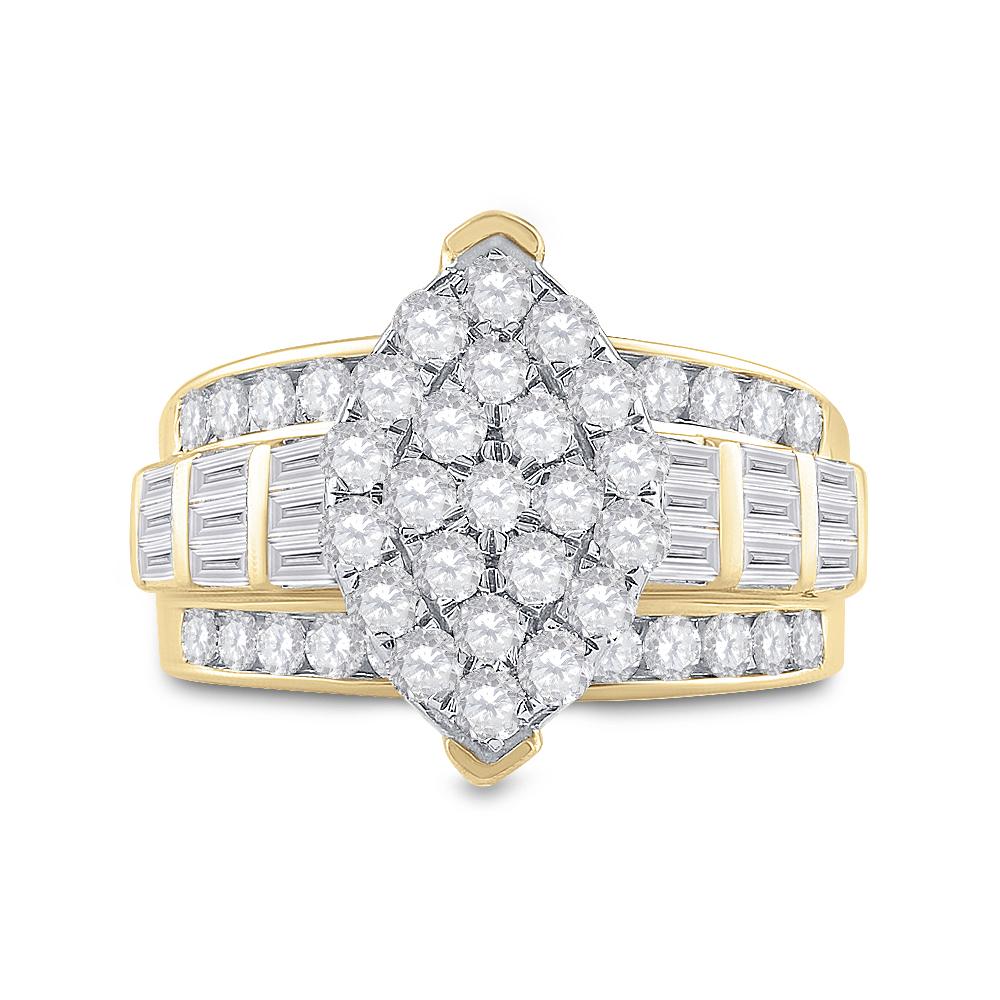 10kt Yellow Gold Diamond Oval Cluster Bridal Wedding Engagement Ring 2 Cttw