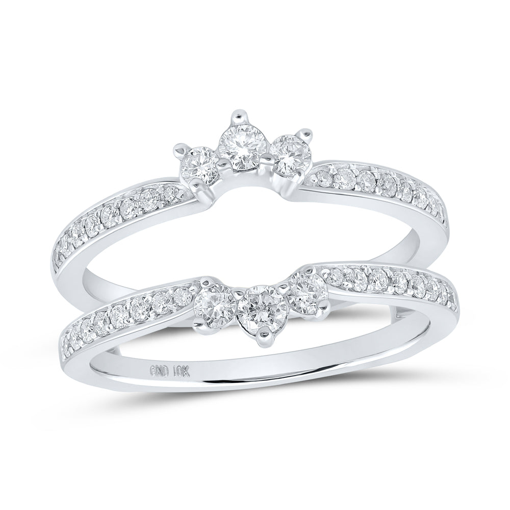 10kt White Gold Womens Round Diamond Wrap Enhancer Wedding Band 1/2 Cttw