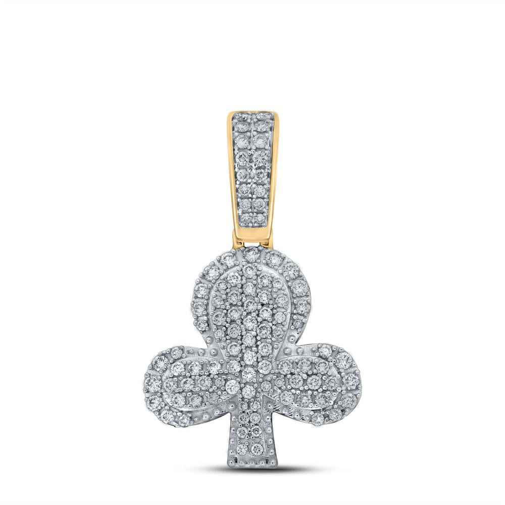 10kt Yellow Gold Womens Round Diamond Clubs Pendant 5/8 Cttw