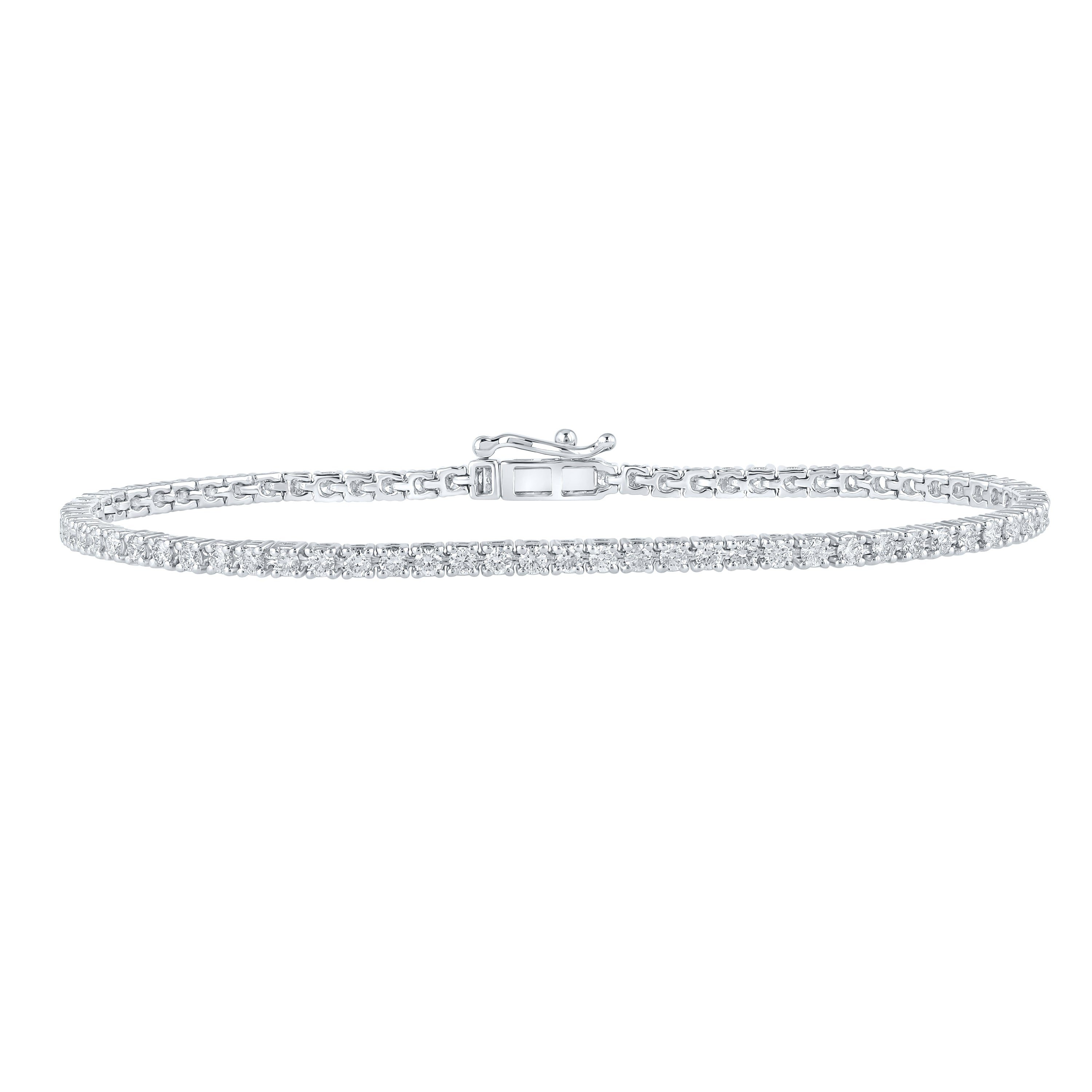 10kt White Gold Womens Round Diamond Single Row Tennis Bracelet 2 Cttw