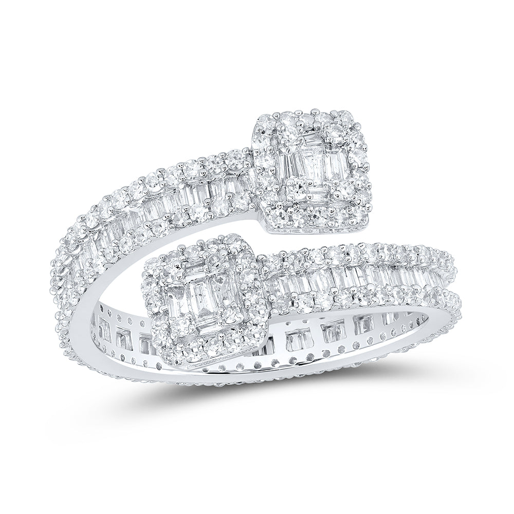 10kt White Gold Mens Baguette Diamond Cuff Eternity Band Ring 1 5 8 Ct Gold N Diamonds