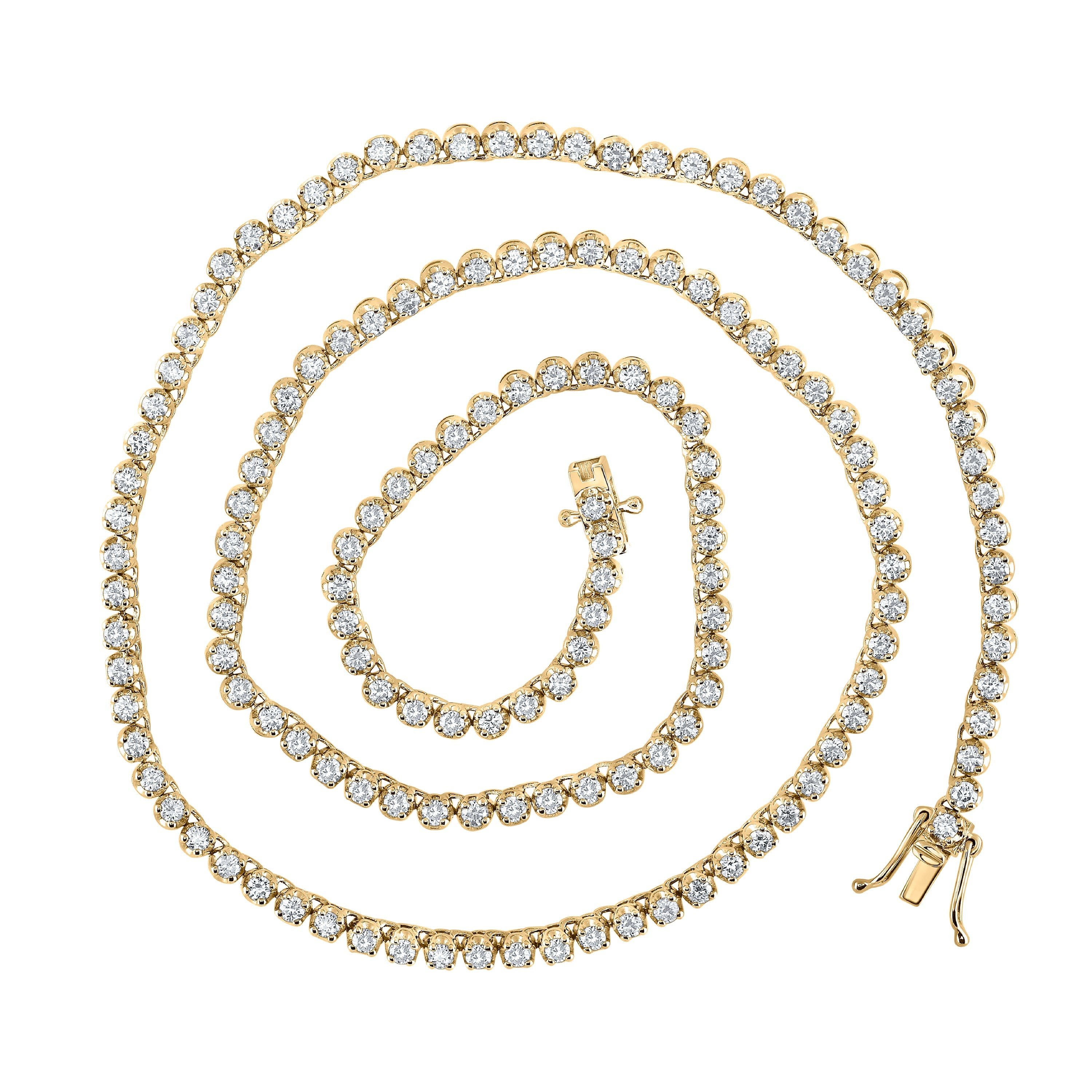 10kt Yellow Gold Mens Round Diamond 18-inch Tennis Chain Necklace 4-5/8 Cttw