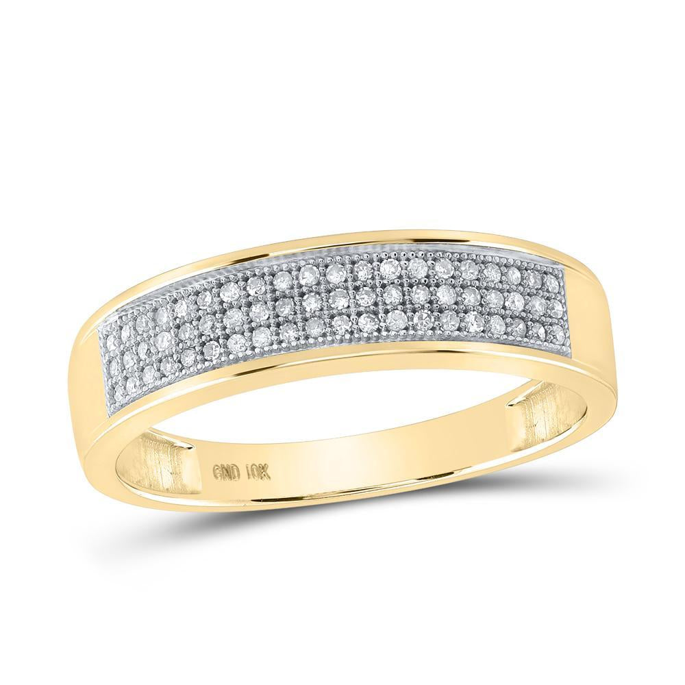 10kt Yellow Gold Mens Round Diamond Band Ring 1/5 Cttw
