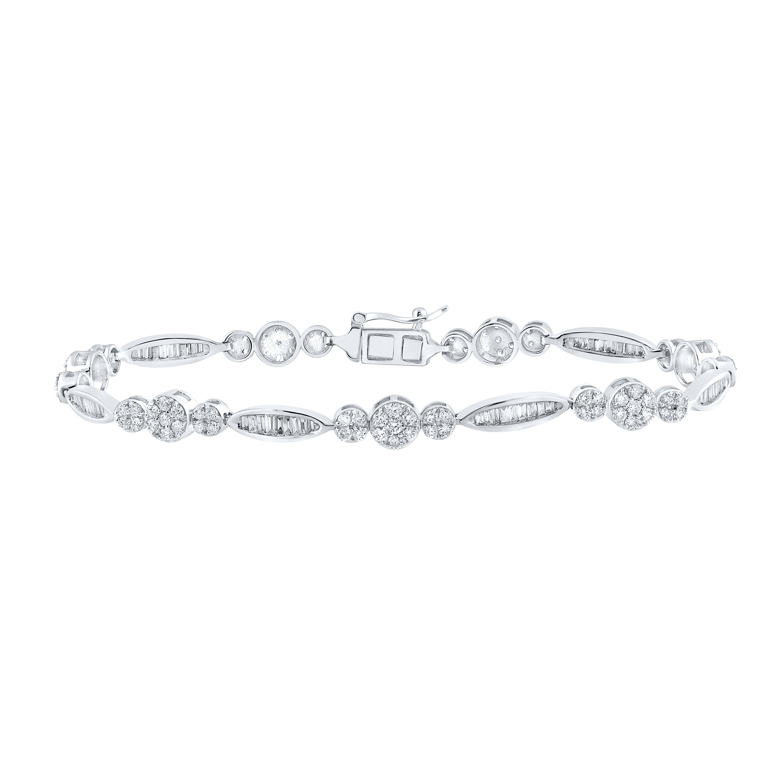 14kt White Gold Womens Round Diamond Fashion Bracelet 2 Cttw