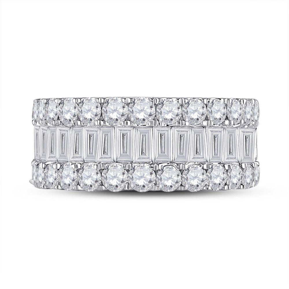 14kt White Gold Womens Baguette Diamond Anniversary Ring 3 Cttw