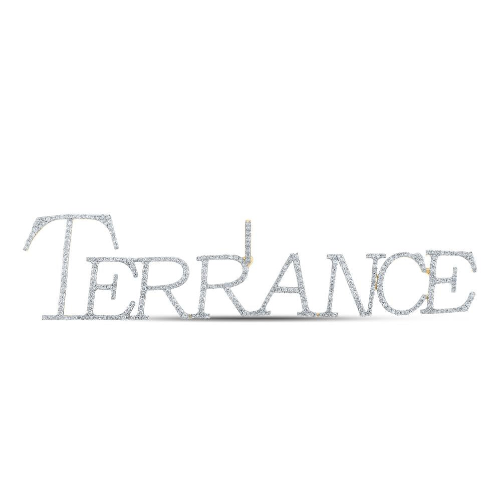 10kt Yellow Gold Mens Round Diamond Terrance Name Charm Pendant 2 Cttw