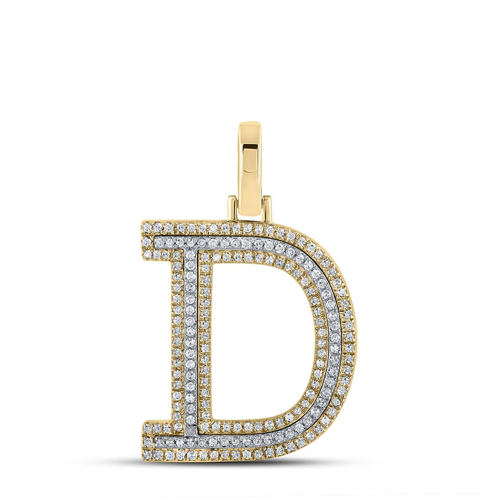 9ct Gold Two Tone 22mm Diamond-cut Initial M Circle Pendant