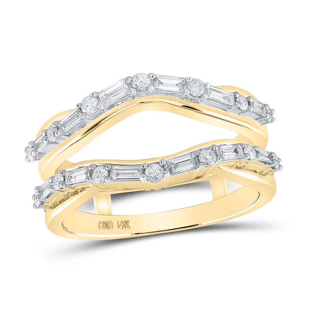 14kt Yellow Gold Womens Baguette Diamond Wrap Enhancer Wedding Band 1/2 Cttw