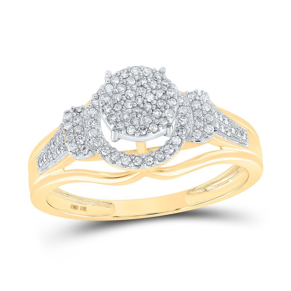 10kt Yellow Gold Womens Round Diamond Cluster Ring 1/3 Cttw