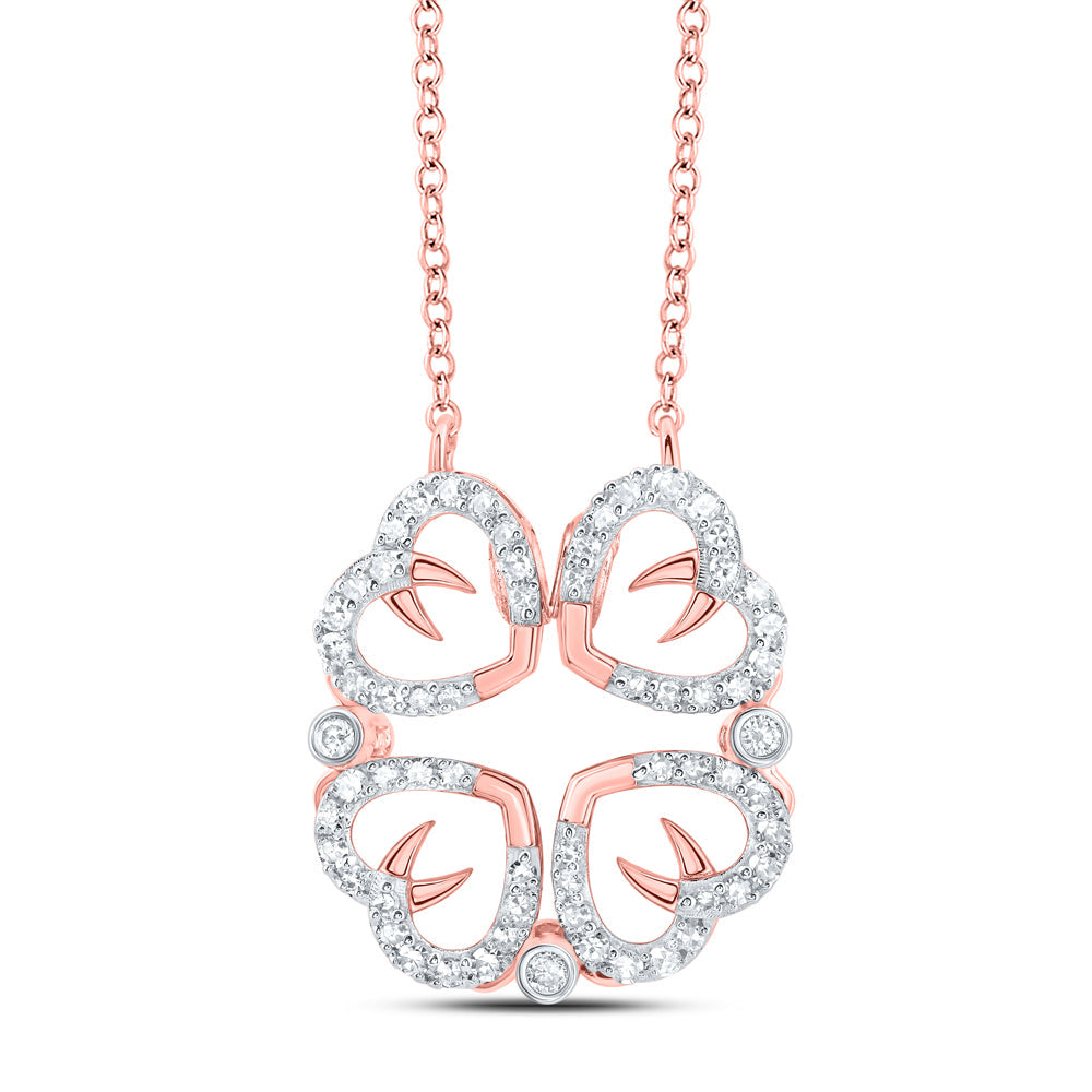 4 Leaf Clover Pendant With Diamonds In 10kt Rose Gold