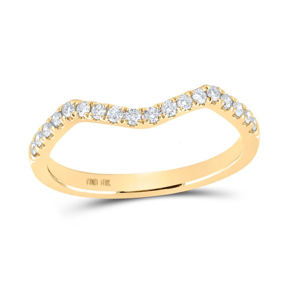 10kt Yellow Gold Womens Round Diamond Wedding Curved Enhancer Band 1/5 Cttw